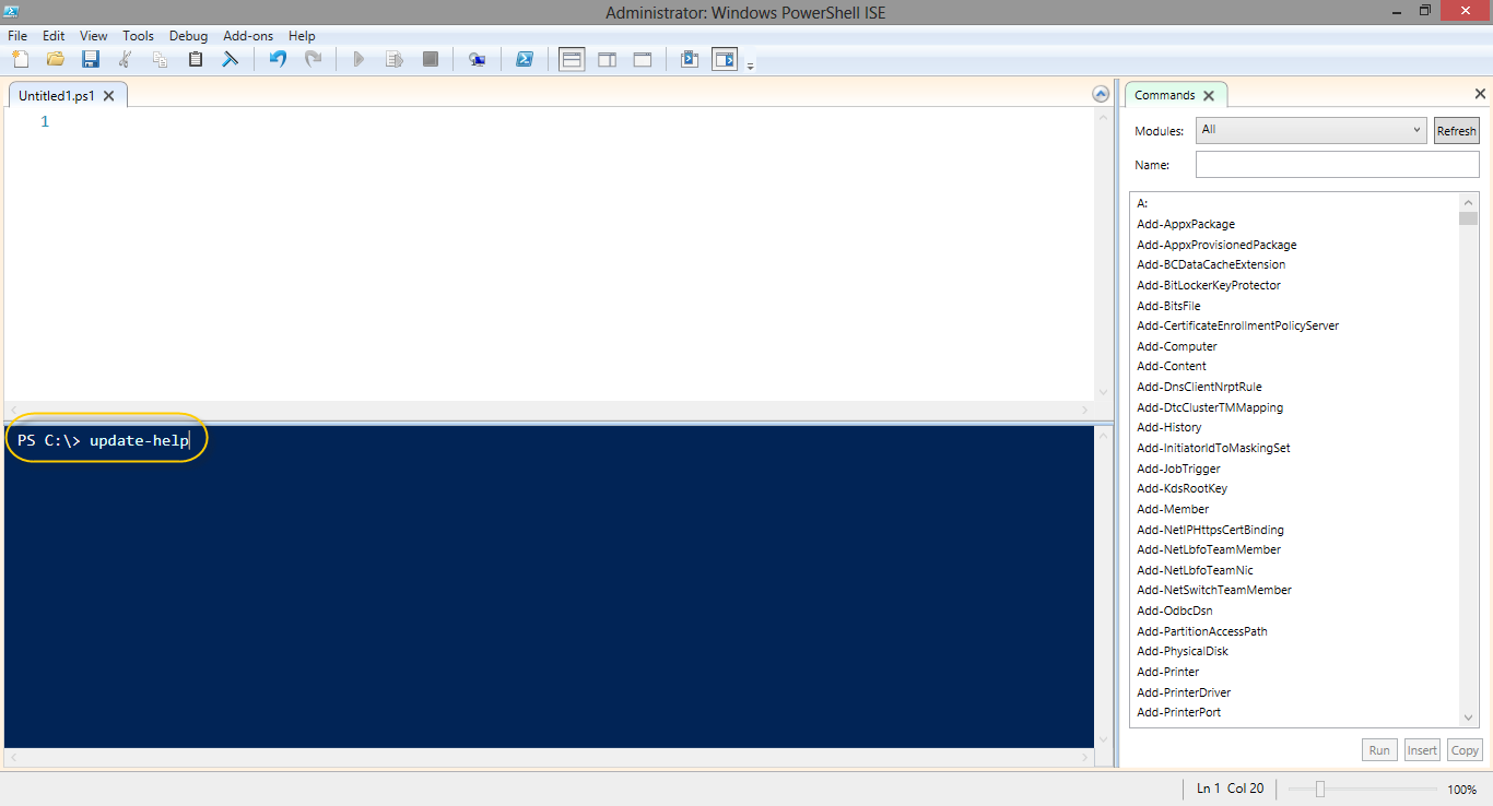 EXECUTING COMMANDS ON WINDOWS POWERSHELL ISE