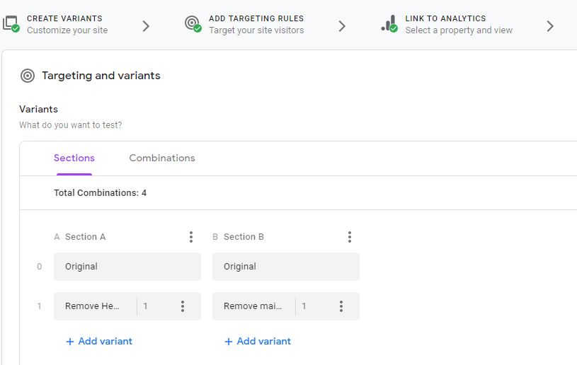 Optimize account variant screen