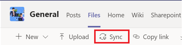 Microsoft Teams sync option